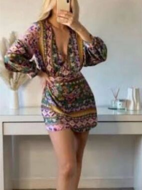 Zara Satin Mini wrap Dress. New With Tags.